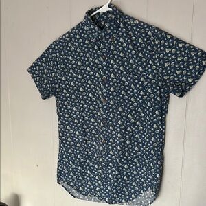 J.Crew Short Sleeve Button-Down Shirt Blue Floral Print Size S